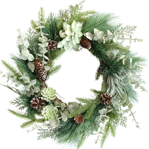 Idyllic Decorative Artificial Farmhouse Spring Summer Wreath, Multicolor, 1