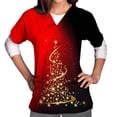 thumbnail image 1 of Chemises de Maternité Femmes Manches Courtes Col en V Hauts Uniforme Arbre de Noël Imprimé Poches Blouse Robe d'Allaitement Blouses pour Femmes en Liquidation, 1 of 5
