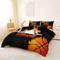 thumbnail image 2 of Castle Fairy Orange Basketball Initial E Duvet Cover King, Abstract Watercolor Splash King Bedding, Black Orange,Black Reversible,3 Pieces,1 Duvet Cover and 2 Pillowcases, 2 of 6