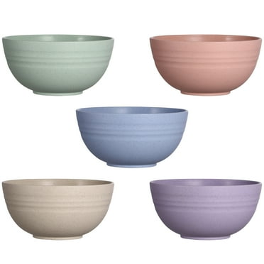 PartyKindom Wheat Straw Bowls Microwave .46 lb, Multicolored, Set of 5