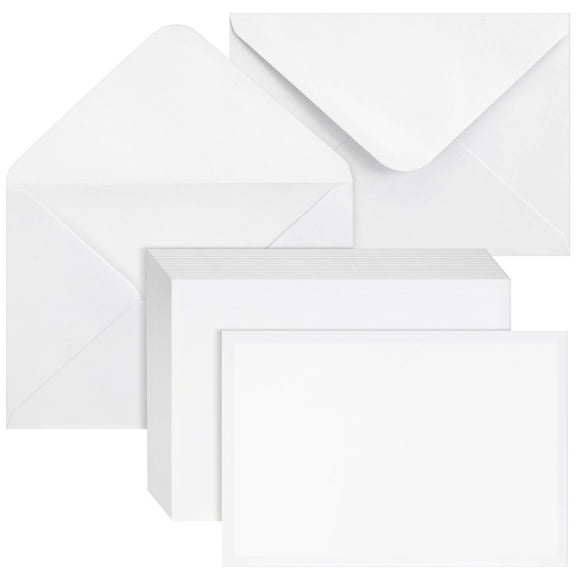 100 Pack Blank Invitation Cards with Envelopes, Cardstock Paper for Weddings, Birthday Party, Baby Shower, DIY (5x7 In)