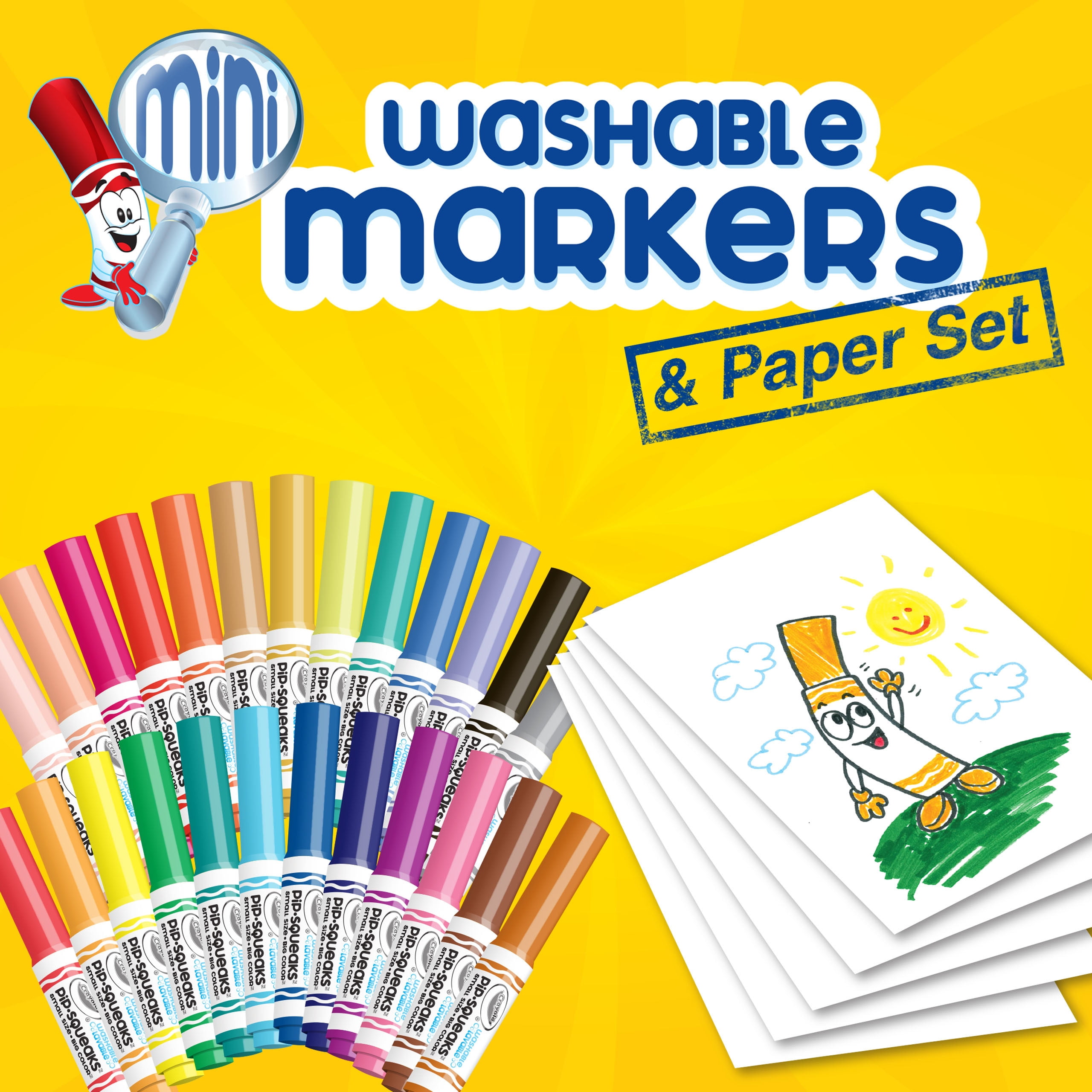 Crayola Pip Squeaks 25 Washable Markers Set with Paper, Holiday