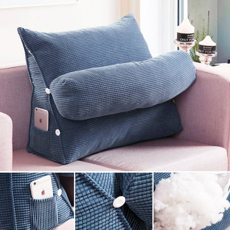 Blue Adjustable Back Wedge Cushion Pillow Sofa Bed Office Chair Rest Waist Neck Support Best