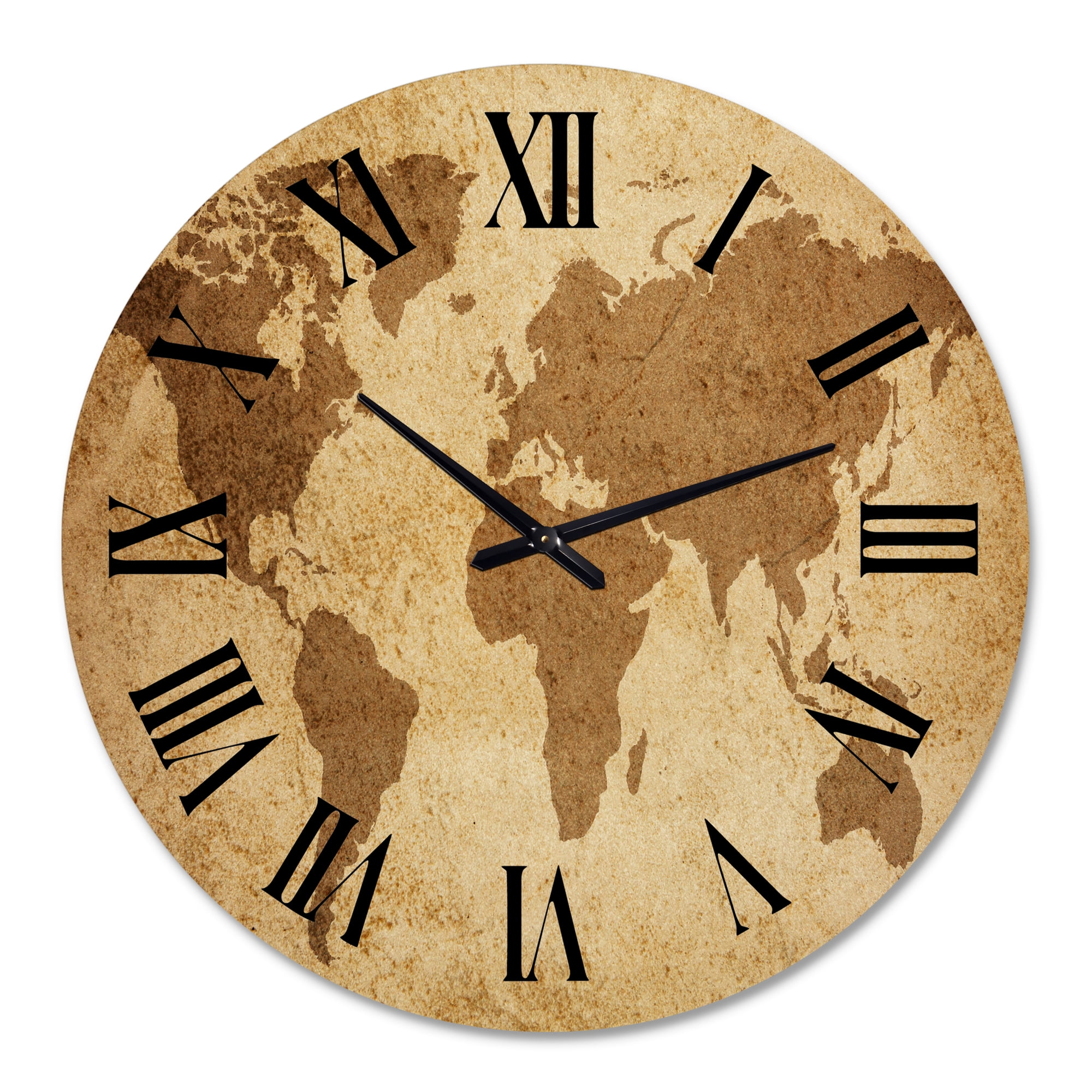 Designart 'Ancient Map Of The World V' Vintage Wall Clock