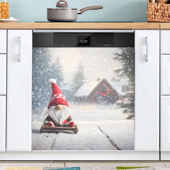 Ryvnso Christmas Gnome in Winter Dishwasher Magnetic Refrigerator Magnet Cover Kitchen Home Decorative 23"x26"