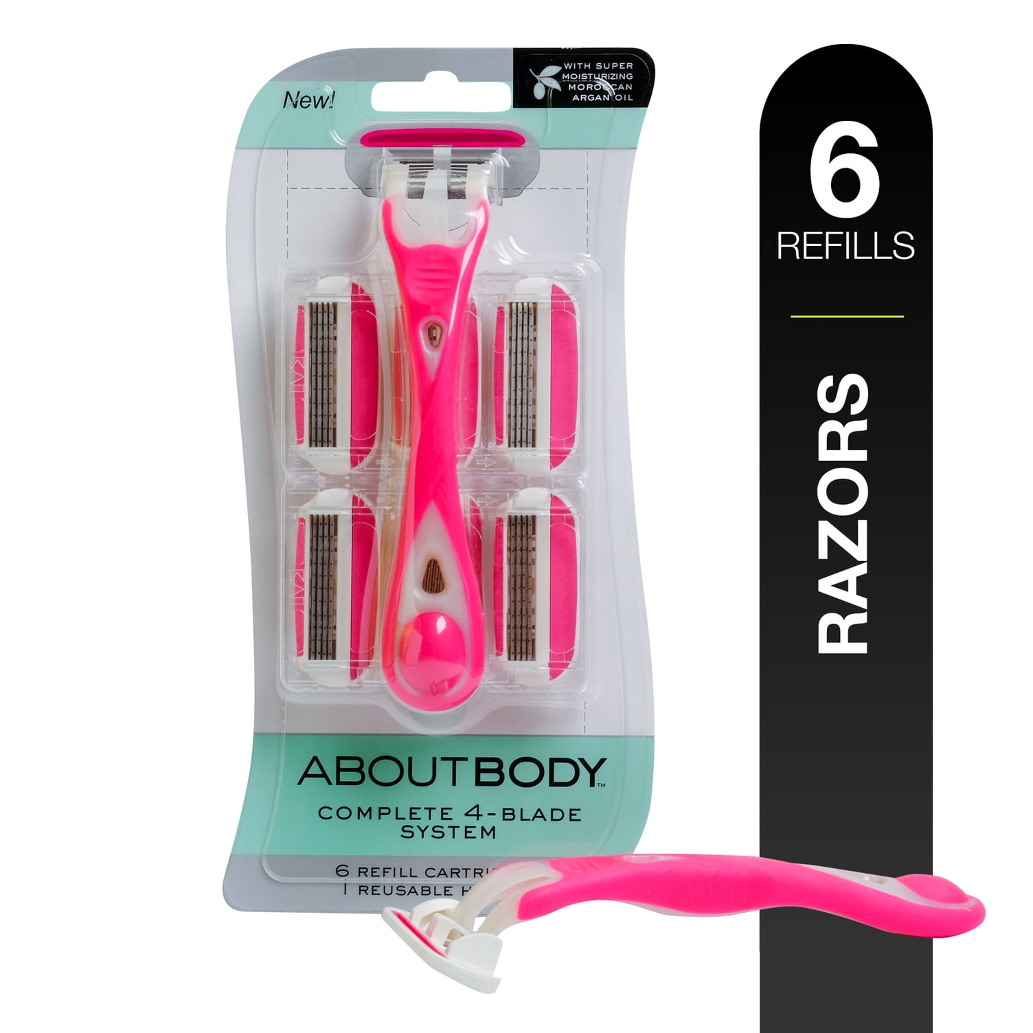 (2 Pack) About Body Complete 4Blade Razor System, Includes Handle & 6