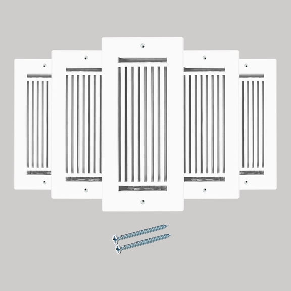Prima Decorative Hardware Cast Aluminum Floor Register Size 4" X 10" VR109 Pack of 5 - White, With holes and matching screws