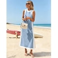 thumbnail image 6 of Wrongduck Women's 2 Piece Sets Boho Color Block Sleeveless Maxi Dress Matching Shorts with Pockets, 6 of 14