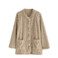thumbnail image 2 of Hrsba Button Bed Jacket for Women Solid Color Fleece Lined Thick Long Sleeve Pj Tops, 2 of 6