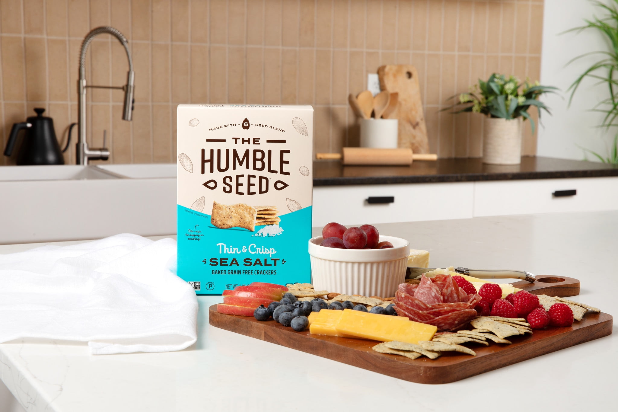 The Humble Seed, Grain & Gluten Free Crackers, Sea Salt, 4.25 oz (Pack Of 6), Tasty Snacks