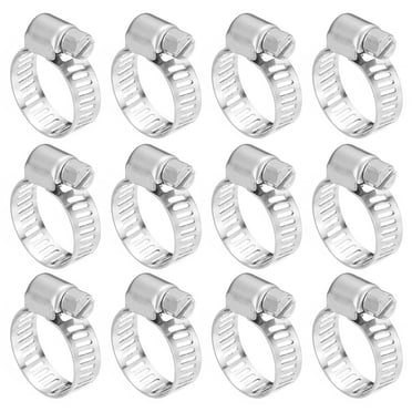 Uxcell Hose Clamp, 1/2" to 3/4" Adjustable Stainless Steel Worm Gear Hose Clamps for Fuel Line Plumbing, 12 Pack