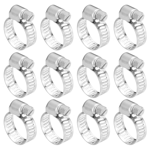 Abrazadera para mangueras Uxcell, ajustable de acero inoxidable de 1/2" a 3/4", abrazaderas de tornillo para línea de combustible, paquete de 12