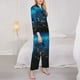 thumbnail image 3 of Fotbe Planet Earth Conjunto de Pijama de Manga Larga para Mujer con Estampado, Ropa de Dormir de 2 Piezas, Conjunto de Casa Suave y Cómodo con Bolsillos-Small, 3 of 7