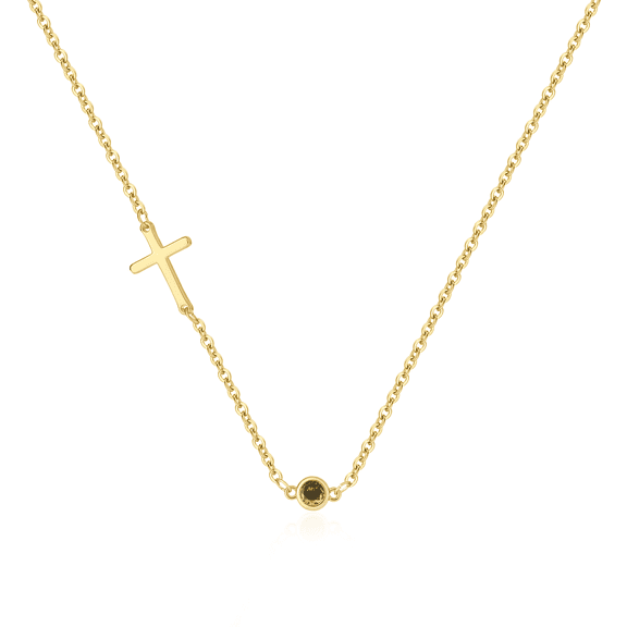GOSFRY Cross Necklace for Woman Gold Plated Classic Individualized Colored Zirconium Stone Paired with Cross Necklace Ideal Jewelry Gift Holidays Birthdays for Woman