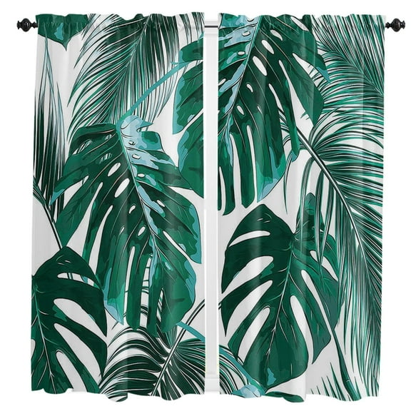 Green Tropical Jungle Plant Palm Leaves Curtain For Living Room Kids Bedroom Kitchen Window Curtains Home Drapes