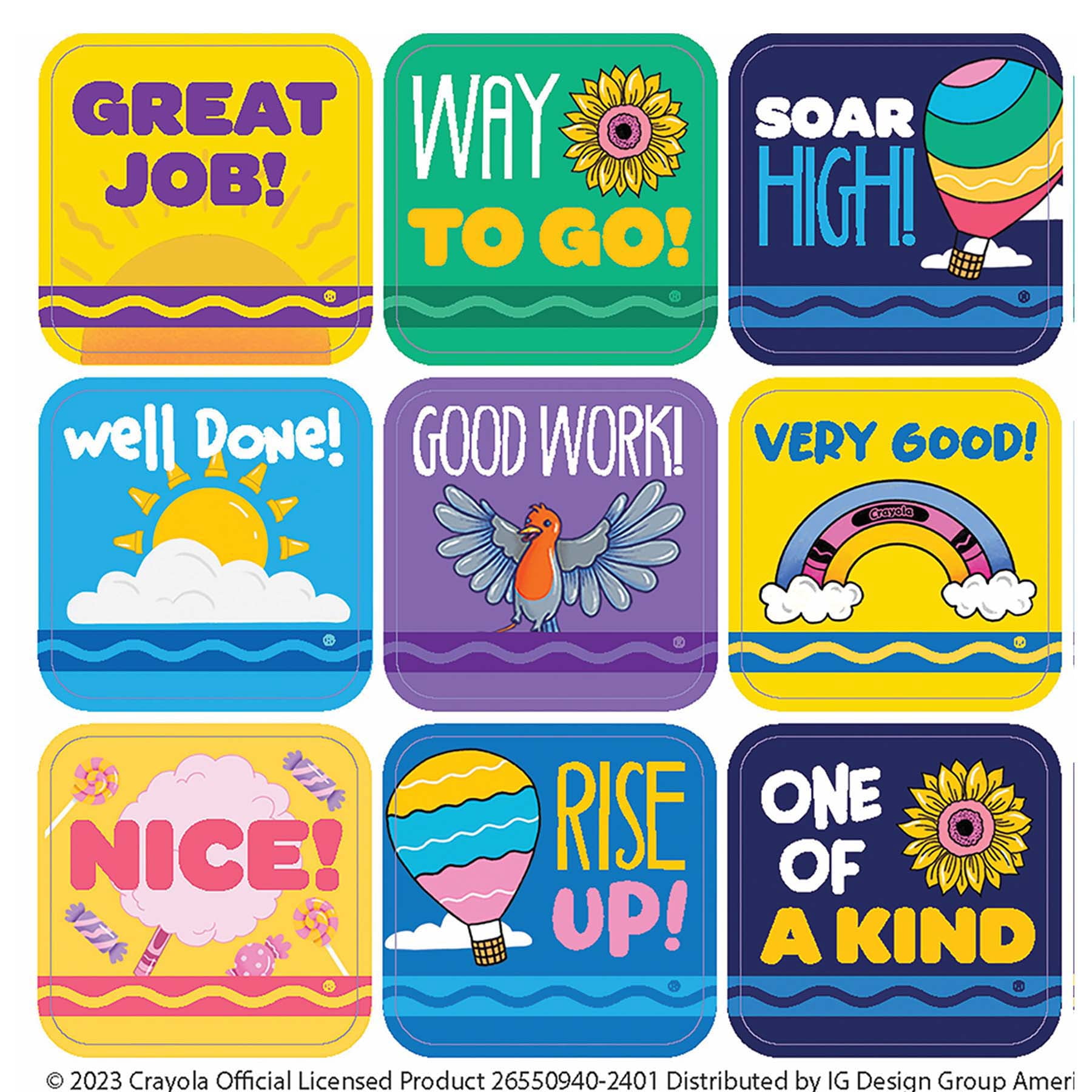 Eureka Crayola Colors of Kindness Theme Stickers, 120 Per Pack, 12 Packs