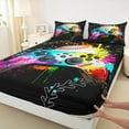 thumbnail image 3 of Castle Fairy Abstract Gamepads 3pcs Twin Sheet Sets,Sport Baseball Twin Fitted Sheet,Graffiti Splash Breathable Flat Sheet,Breathable Video Game Home Decor, 3 of 7