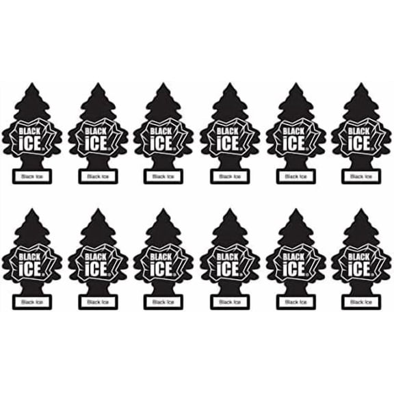 LITTLE TREES Car Air Freshener | Hanging Paper Tree for Home or Car | Black Ice | 12 Pack