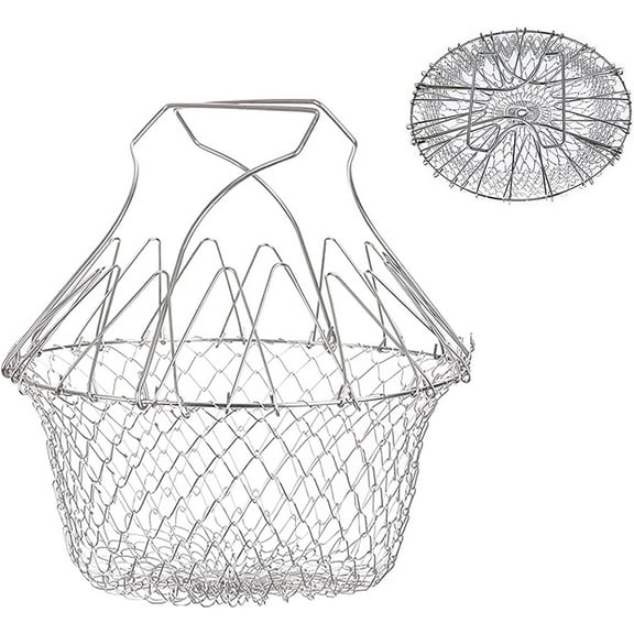 Casewin Colander Folding Net Steam Basket Cooking Tools,304 Foldable Kitchen Steam Rinse Strain Fry