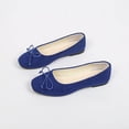 thumbnail image 6 of Womens Faux Suede Ballet Flats with Bow - Blue Slip On Loafers Comfortable Casual Work Shoes,Size 9.5, 6 of 6