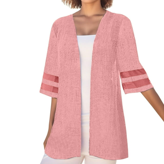 TINZ Casual Jacket Dailywear V Neck Solid Color Comfortable Designer Outerwear Open Front Summer Plus Size Short Sleeve Shirts Blouses Womens Button down Long Sleeve Cardigan Cardigan Sweatshirt