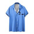 thumbnail image 2 of Muscularfit Tops for Men 2024 Trendy Short Sleeve Blue Graphic Hawaiian Collared Casual Button Down Shirts Mens Shirts Clearance Under $5.00, 2 of 4