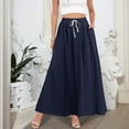 thumbnail image 5 of QIJIE Women's Skirts A-Line Soft High Waist Cotton Trendy Skirts 3-Layer Tiered Flowy Ruffle Long Length Plus Size Skirts with Pockets Navy S, 5 of 6