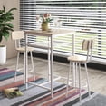 thumbnail image 3 of uhomepro 3-Piece Dining Room Bar Table Set for 2, Modern Bar Table and Chairs Set Industrial Counter Height Pub Table with 2 Wood Stools and Metal Frame, Wood, 3 of 11