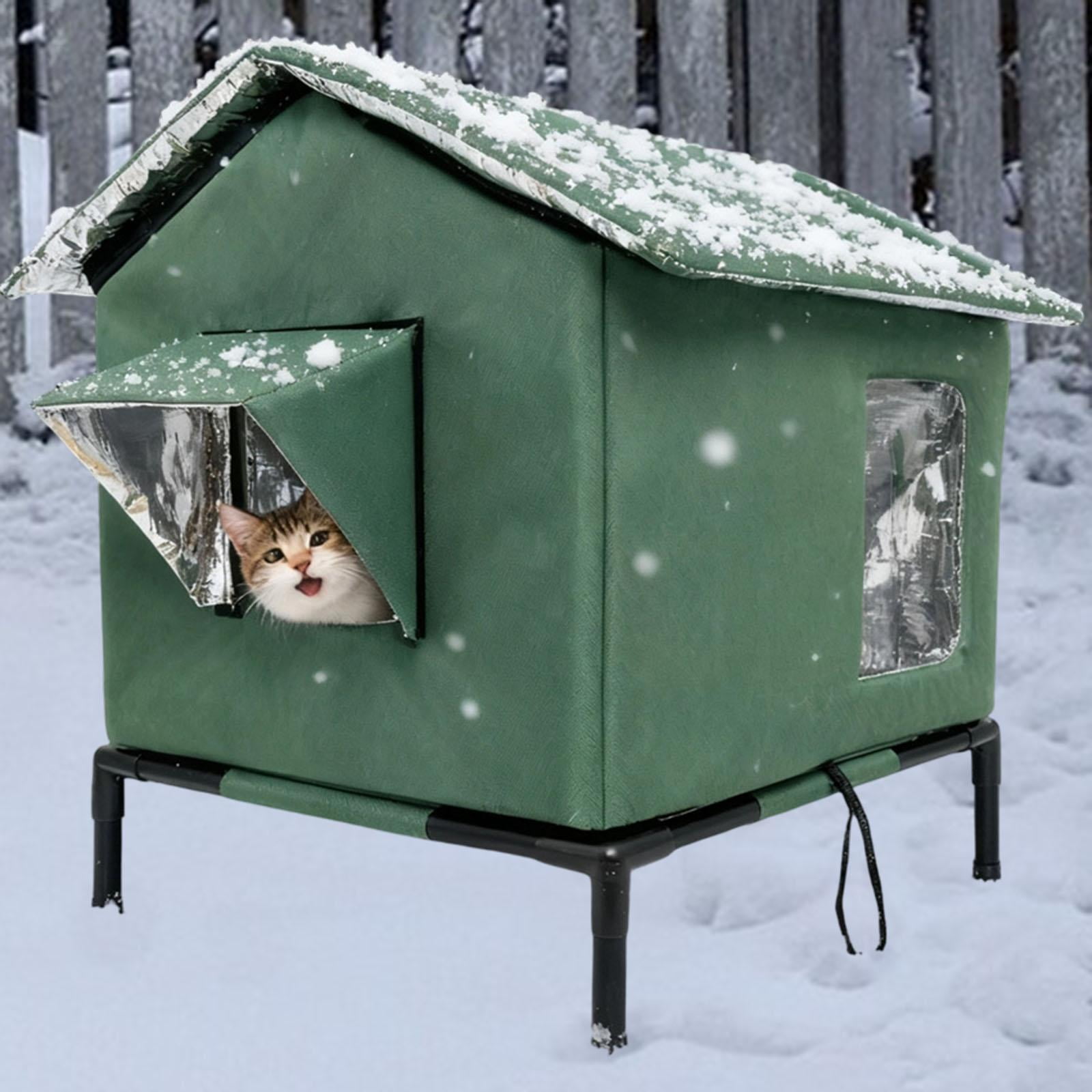 EHJRE Outdoor Cat House Feral Shelter Insulated Waterproof Tent Windproof Portable Kitty Enclosure with Oxford Cloth And Aluminum Foil for Community Porch G M