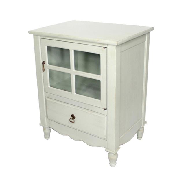 Vivian 1Door & 1Drawer Small Accent with Paned Glass Inserts