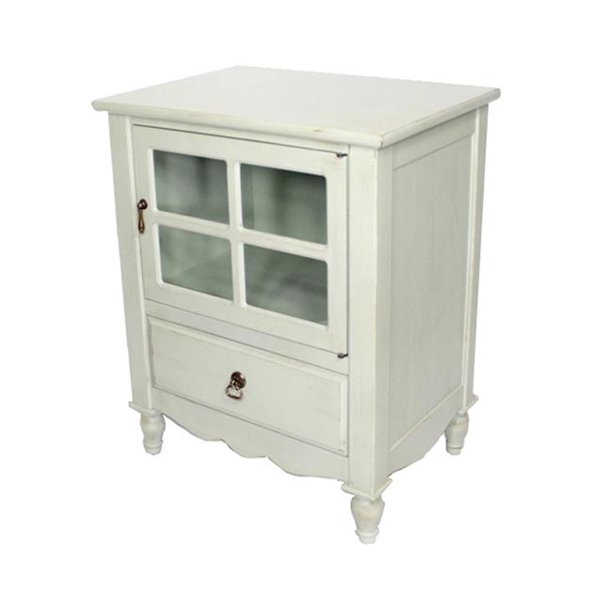Vivian 1Door & 1Drawer Small Accent with Paned Glass Inserts Light Sage Walmart