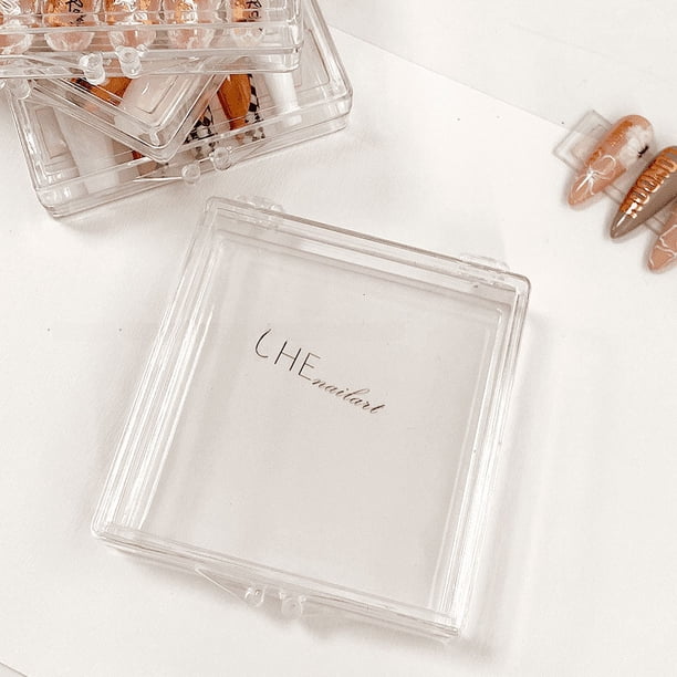 Caja de regalo para uñas, transparente, cuadrada, con tapa, para guardar herramientas de uñas, embalaje especial para uñas