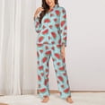 thumbnail image 2 of Hirioo Watermelon for Women's Pajama Sets 2 Piece Pjs Women's Long-Sleeved Pajama Set Button Down Sleepwear,S-XXL-XX-Large, 2 of 7