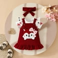 thumbnail image 6 of Gubotare Cute Baby Girl Clothes Baby Girl Clothes Suspender Skirt Short Sleeve Ruffle Romper + Cute Love Dress + Bow Headband 0 3 6 9 12 18 24 Months (,Size 12-18 Months), 6 of 9