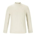 thumbnail image 3 of Zynviq Casual Mens Sweater Cable Knit White Solid Long Sleeve Loose Sweaters Winter Sweaters for Men 2024 M, 3 of 7