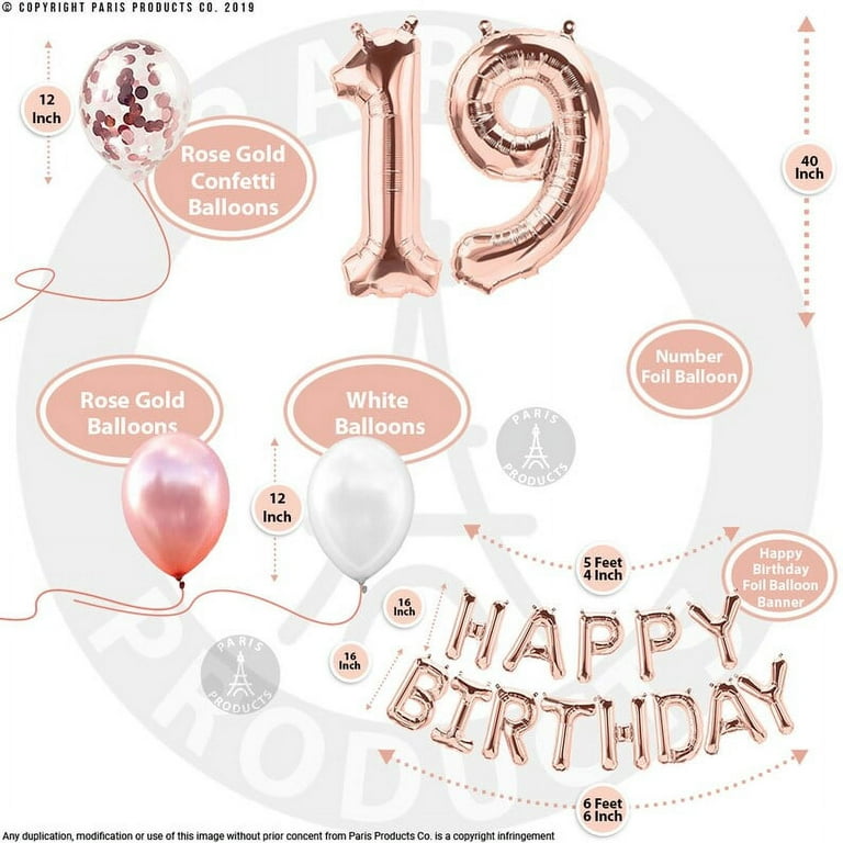 19Th Birthday Decorations for Women, Rose Gold Gifts for 19 Year Old Female,  19