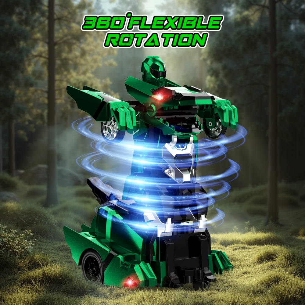 Allaugh Dinosaur Transform RC Cars 2.4Ghz Remote Control Car Robot with 360 °Rotation One Button Deformation Car Toy Gifts for Boys Age 4-7 8-12