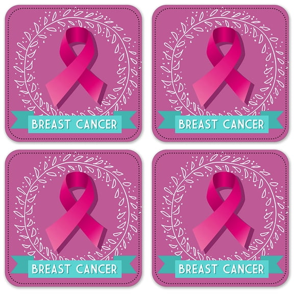 Vinyl Drink Coasters - Set of 4 - Breast Cancer
