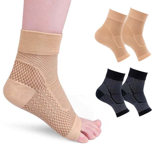 2 Pares de Tobilleras Deportivas de Compresión para Esguinces y Mejora de la Compresión, Calcetines de Compresión Para Aliviar la Tendinitis Aquilea y la Fascitis Plantar, Unisex (S/M)