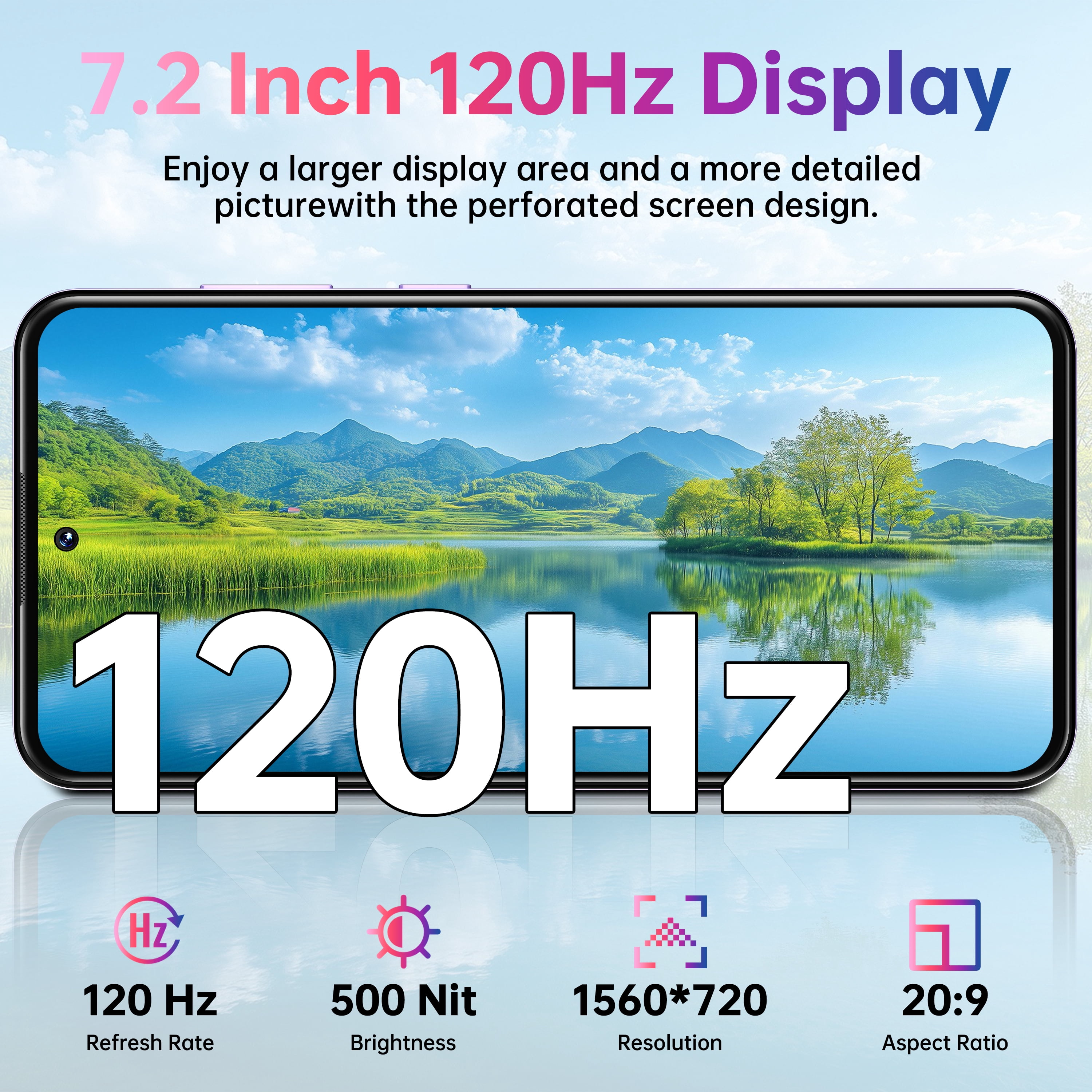 OUKITEL C69 Unlocked Smartphone, 7.2" HD 120Hz Large Display, 6000mAh Battery, 16GB RAM 128GB ROM (1TB Expandable), 64MP Camera, Android 15, Dual SIM 4G Cell Phone