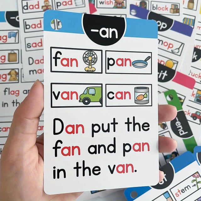NAOJIE Phonics Flash Cards - 64pc Digraphs CVC Blends Long Vowel Sounds - Phonics Games for Kindergarten First Second Grade Home School Educational