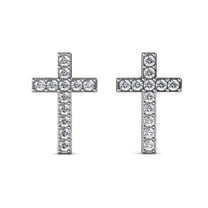 Cate & Chloe Nayeli 18k White Gold Plated Cross Dainty Earrings for Women with Swarovski Crystals