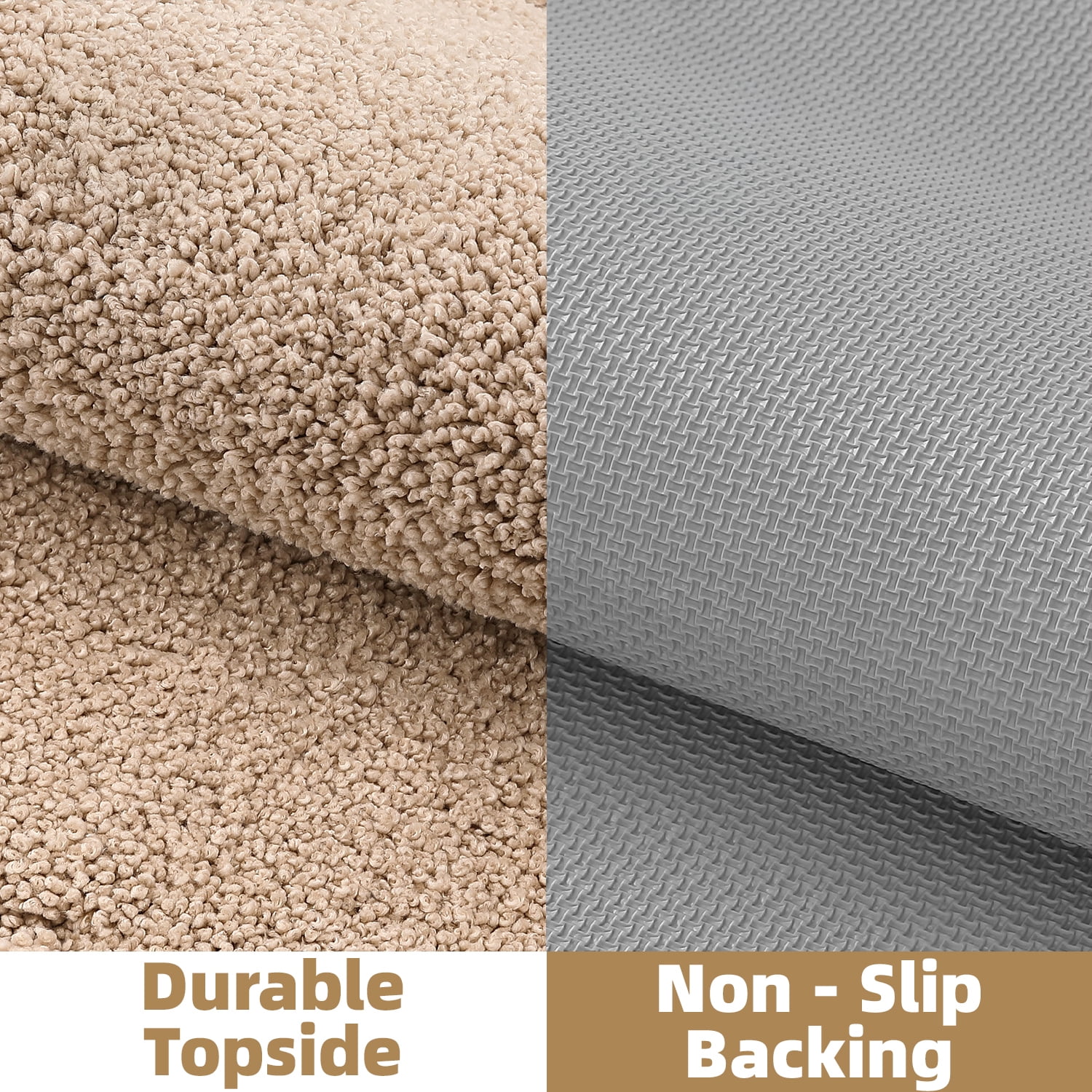 OEAKAY Textured Plush Beige Microfiber Bath Mat, 20"x32", Non-Slip and Absorbent Bathroom Rug, Machine Washable, Quick Drying Shower Floor Carpet