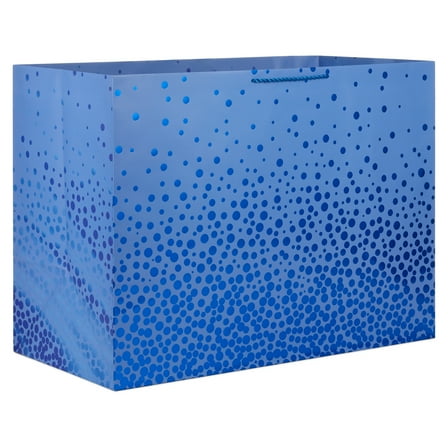 Hallmark Jumbo Horizontal Gift Bag (Blue with Cascading Blue Foil Dots)