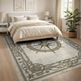 thumbnail image 3 of ODIKA Compass Vintage Directional Rose With Distressed Border Nautical Flowing Dynamic Non-Slip Flatwoven for Living Room, Under Sectional, Family, 3 of 7