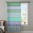 thumbnail image 3 of Purple Green Boho Semi Sheer Curtains Drapes for Living Room, Bedroom, French Doors Window 108 Inches Long, Vintage Ethnic Tribe Abstract Art Rod Pocket Chiffon Curtain Drapery Voile Draperies Panel, 3 of 8