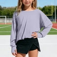 thumbnail image 4 of Girl's Open Back Backless Tops Long Sleeve T Shirts Crewneck Casual Tees Summer Shirts 11-12 years, 4 of 9