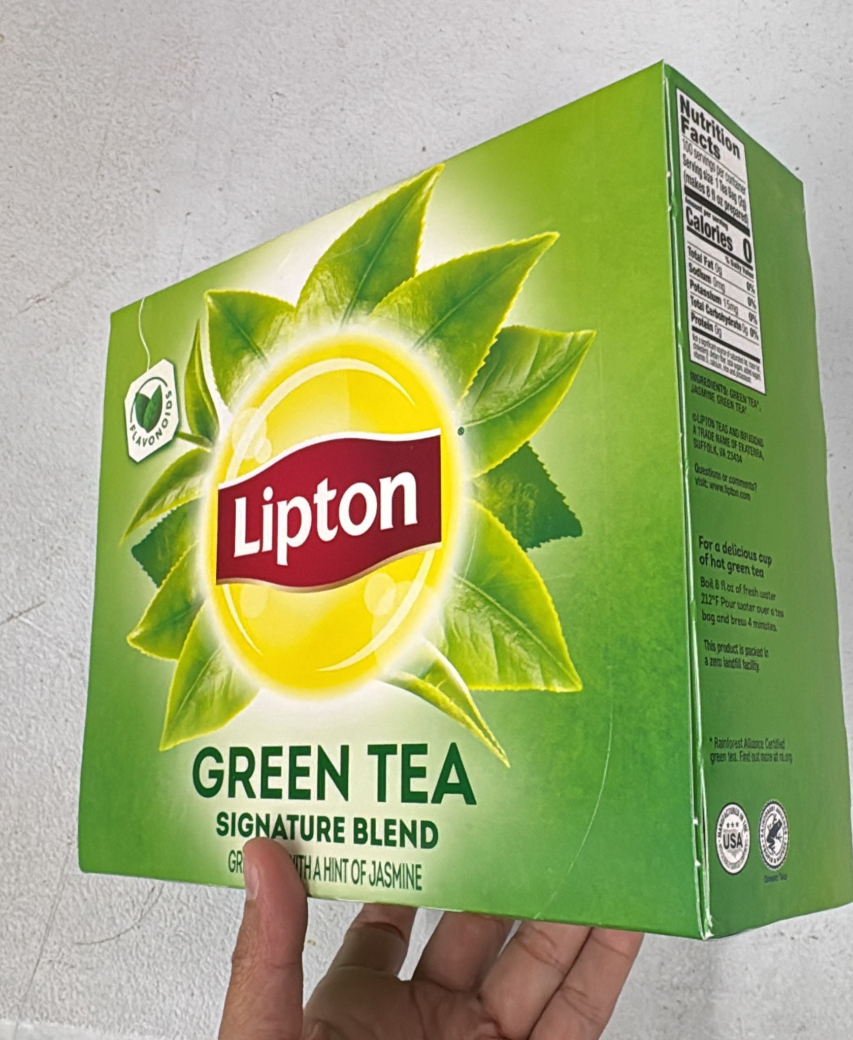 Lipton Green Tea, 100% Natural, 100 Count (Pack of 2) - 200 Tea Bags with Hint of Jasmine