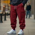 thumbnail image 2 of Mens Wide Leg Baggy Sweatpants Drawstring Waist Winter Cargo Joggers Loose Fit Athletic Jogging Pants With Flap Pockets, 2 of 8