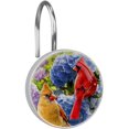 thumbnail image 2 of Spring Bird Shower Curtain Hooks, 12Pcs Decorative Shower Curtain Rings, Floral Round Crystal Glass Hooks for Bathroom Decor, Rust Proof Oil Rubbed Metal Rings, 2 of 6